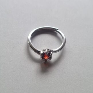 Jemagic garnet ring on silver background