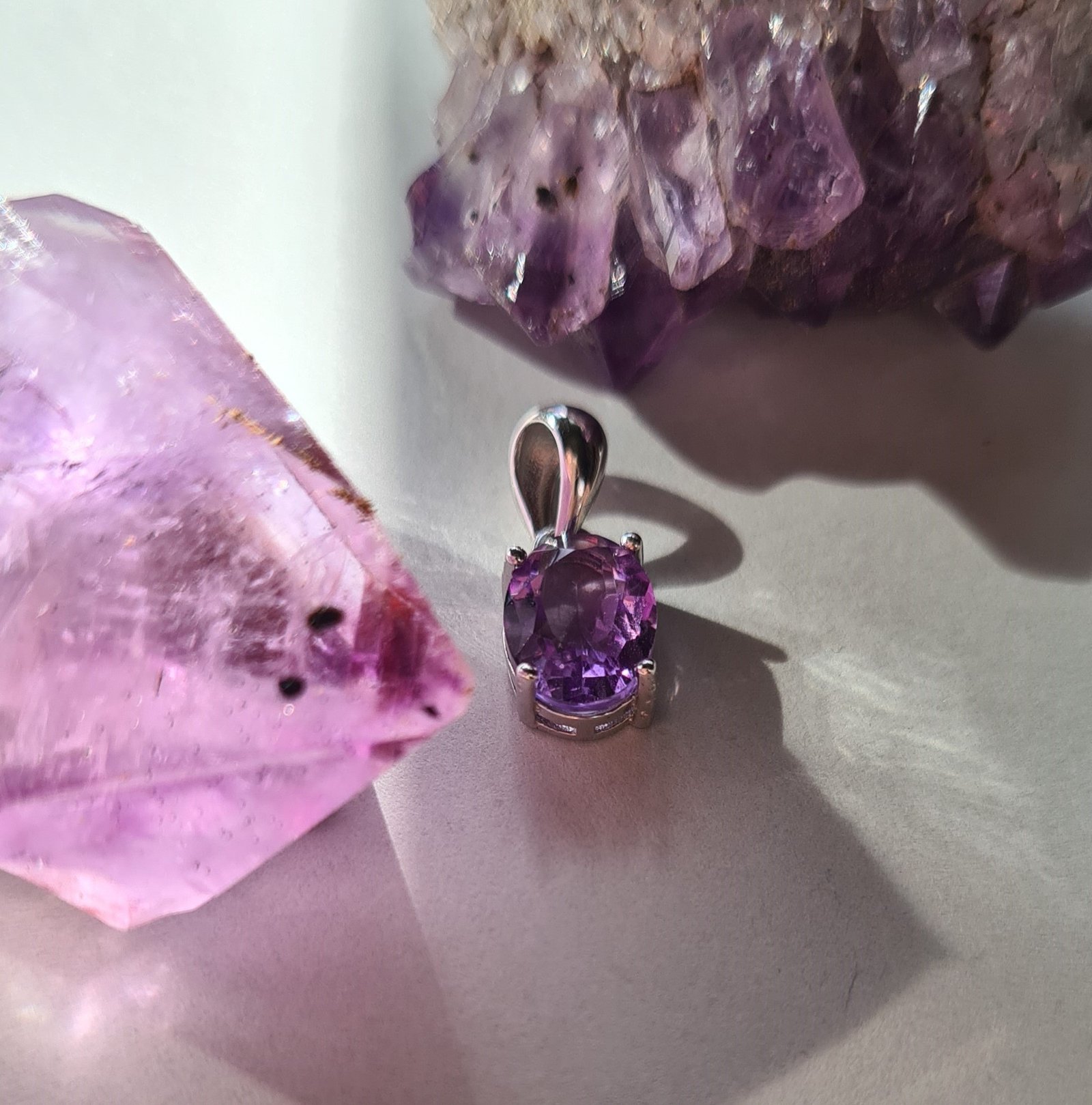 Amethyst pendant with amethyst crystals Jemagic amethyst pendant with amethyst crystals