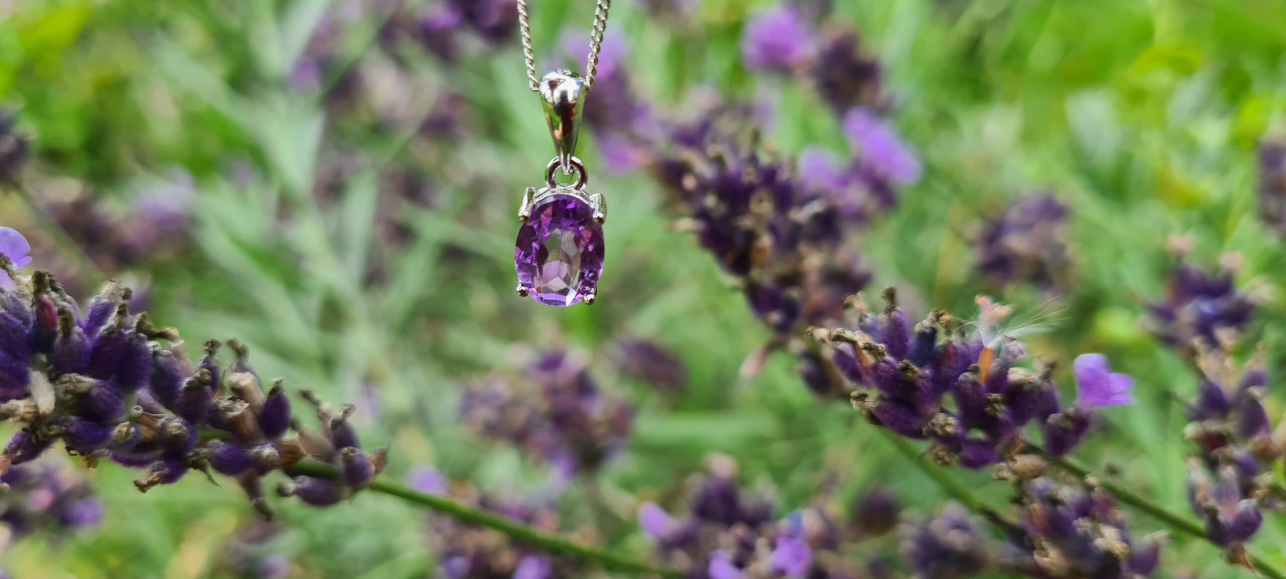 Jemagic Amethyst Pendant With Lavender Background