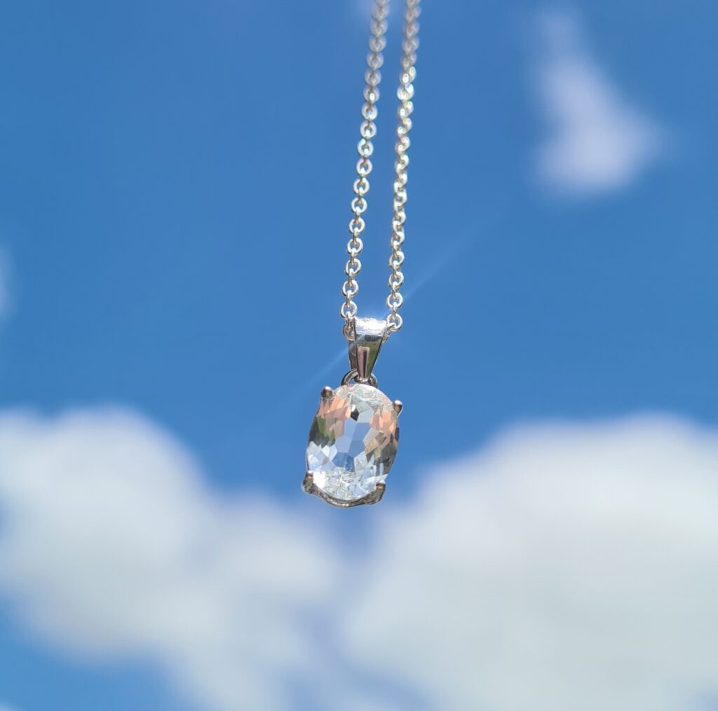 Jemagic White Topaz Pendant with Sky Background