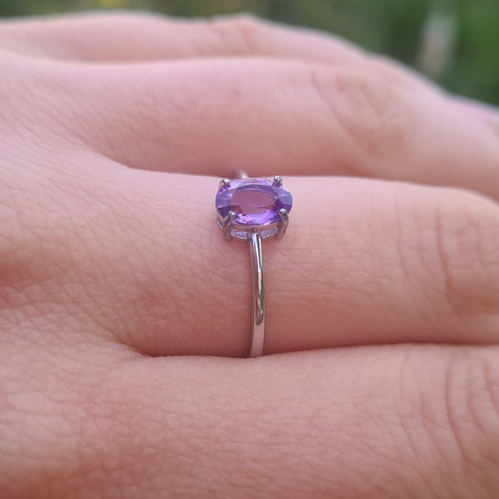 oval cut amethyst ring on finger Jemagic oval cut amethyst ring - on finger